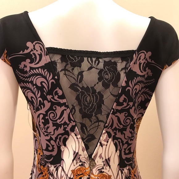 Viviana Gabeiras Sheath Scuba Dress NEW Size Medium Black Orange - Picture 9 of 16